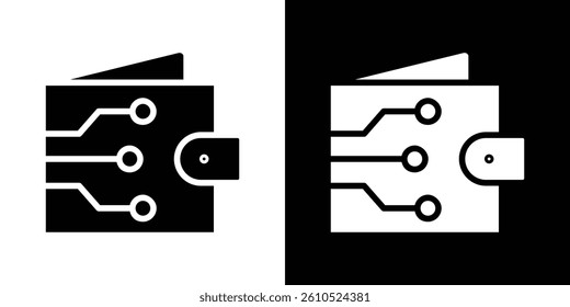 Cryptocurrency wallet icons vector set in solid flat style