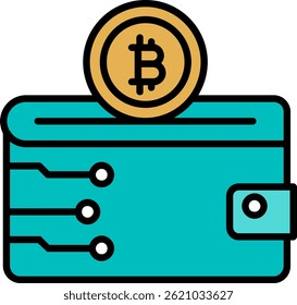 Cryptocurrency Wallet Line Filled Vector Icon Design