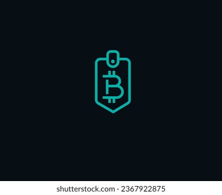 Icono lineal de la cartera de criptodivisa. Bitcoin, letra B. Sector de TI. Verde, logotipo