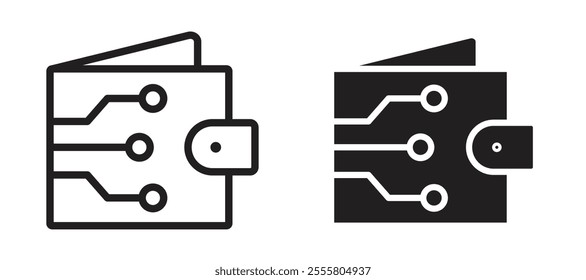 Cryptocurrency wallet liner icon vector set.