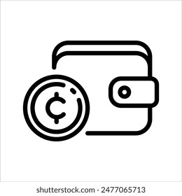 cryptocurrency wallet simple line icon