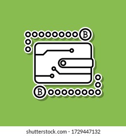 Cryptocurrency wallet sticker icon. Simple thin line, outline vector of bitcoin blockchain icons for ui and ux, website or mobile application