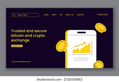 Cryptocurrency Wallet Trading Flat Illustration For Creative Social Media Landing Page Design