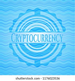 Cryptocurrency water wave concept style badge.