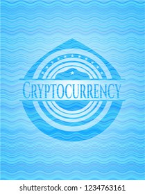 Cryptocurrency water wave representation badge.