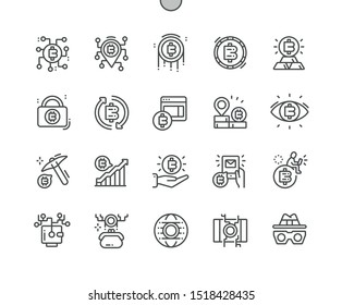 Cryptocurrency Well-crafted Pixel Perfect Vector Thin Line Icons 30 2x Grid for Web Graphics and Apps. Simple Minimal Pictogram