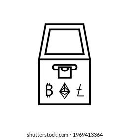 Cryptocurrency withdraw vector icon, coin cash symbol. Stock sign