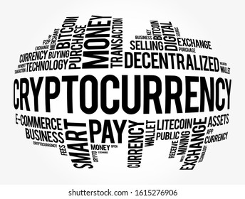 CryptoCurrency word cloud collage, business concept background