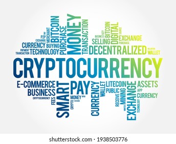 CryptoCurrency word cloud collage, business concept background