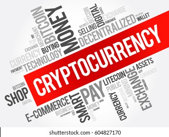 CryptoCurrency word cloud collage, business concept background