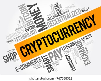 CryptoCurrency word cloud collage, business concept background