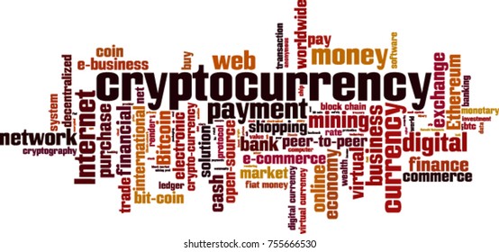 Cryptocurrency word cloud concept. Vector illustration