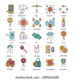 Cryptocyrrency icon set. Cartoon Cryptocyrrency set vector for web design isolated on white background
