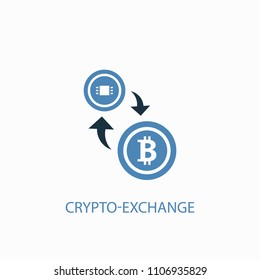 Crypto-exchange concept 2 colored icon. Simple blue element illustration. Crypto-exchange concept symbol design from Cryptocurrency set. Can be used for web and mobile UI/UX