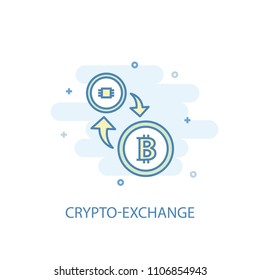 Crypto-exchange concept line icon. Simple element illustration. Crypto-exchange concept outline symbol design from Cryptocurrency set. Can be used for web and mobile UI/UX