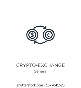 Crypto-exchange icon. Thin linear crypto-exchange outline icon isolated on white background from general collection. Line vector sign, symbol for web and mobile