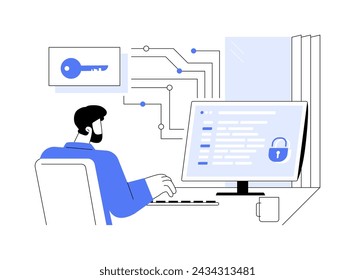 Cryptographer isolated cartoon vector illustrations. IT company worker secures computer information, develop algorithms and ciphers, cybersecurity practice, network safety vector cartoon.