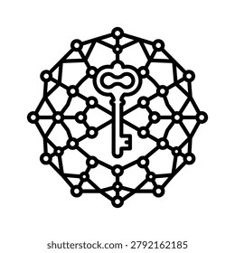 Cryptographic Key Hexagonal Mesh Icon for Encryption Software