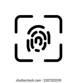 Icono de glifo de firma criptográfica, seguridad e identidad Touch ID, signo de huella dactilar, gráficos vectoriales, patrón sólido para sitio web, aplicación o multimedia. UI UX.