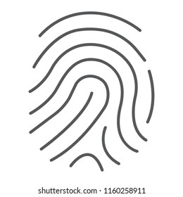 Cryptographic signature thin line icon, security and identity, fingerprint sign, vector graphics, a linear pattern on a white background, eps 10.