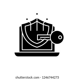 Cryptography black icon, vector sign on isolated background. Cryptography concept symbol, illustration 