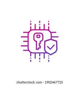 cryptography and encryption icon, line design