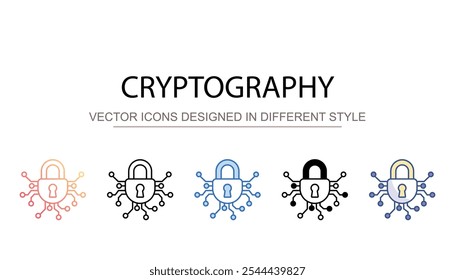 Design de ícone de criptografia com ilustração de estoque de fundo branco