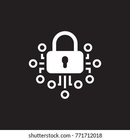 Cryptography Icon. Modern computer network technology sign. Digital graphic symbol. Bitcoin Technology. Concept design elements.