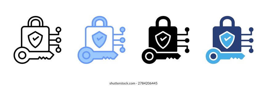 Cryptography icon set multiple style collection
