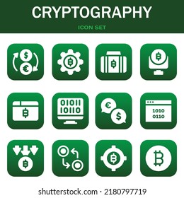 cryptography icon set. Vector  illustrations related with Exchange, Bitcoin and Bitcoin