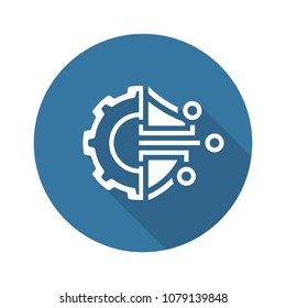 Cryptography Settings Icon. Modern computer network technology sign. Digital graphic symbol. Gear with Bitcoin Sign. Concept design elements.
