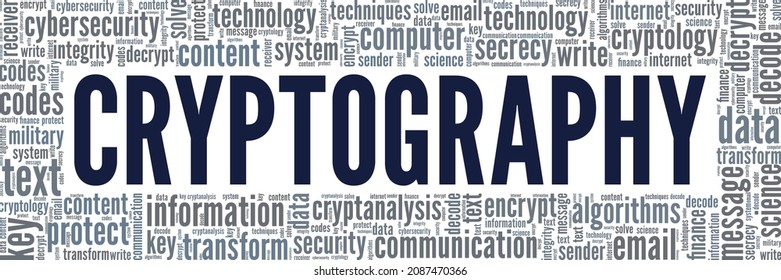 Cryptography vector illustration word cloud isolated on white background.