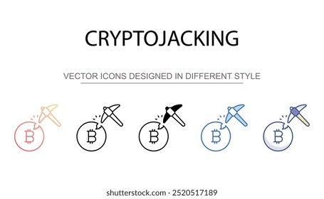 Projeto de ícone de Cryptojacking com ilustração de estoque de fundo branco
