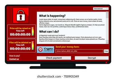 Cryptolocker infection window on computer monitor want payment for decryption