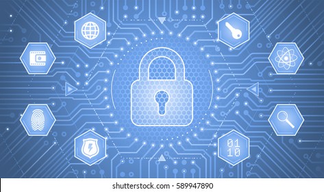 Cryptology Concept. Illustration / infographical template on the subject of Cryptology / Cybersecurity.