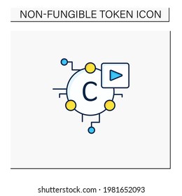 Kryptomedia-Farbsymbol. Digitales Medium beinhaltet Grafiken, Audio.Video, Klartext, Hyperlinks.Universalzugängliches Hypermedia.Digitalisierungskonzept. Einzelne Vektorgrafik