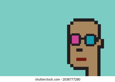 Cryptopunk NFT blockchain, non fungible token man , boy character with cinema glasses svg
