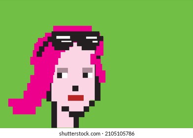 Cryptopunk NFT blockchain, non fungible token. Pixel art character