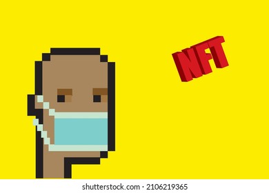 Cryptopunk NFT blockchain, non fungible token. Pixel art character
