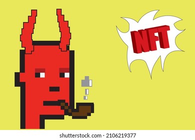 Cryptopunk NFT blockchain, non fungible token. Pixel art character