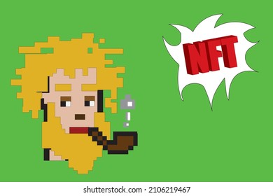 Cryptopunk NFT blockchain, non fungible token. Pixel art character