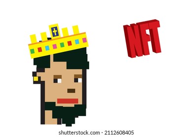 Cryptopunk NFT blockchain, non fungible token. Pixel art character