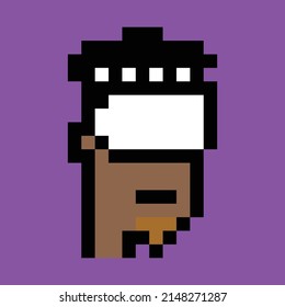 Cryptopunk NFT blockchain, non fungible token. Pixel art character vactor art