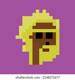 Cryptopunk NFT blockchain, non fungible token. Pixel art character vactor art