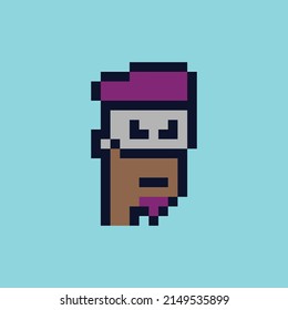 Cryptopunk pixel art NFT blockchain, non fungible token man , boy character