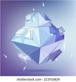 Crystal. 3D concept illustration. Vector Abstract geometric background. 