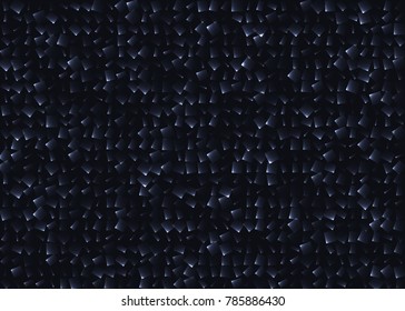 Crystal abstract seamless background. Black broken glass pattern. Shine dark grain particles backdrop. Vector illustration
