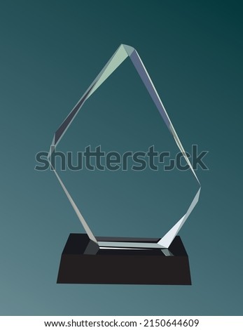 crystal award design vector illustration, plain award trophy design, crystal memantos for mockup design