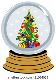 crystal ball with christmas tree vector file