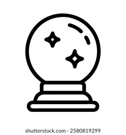 Crystal ball divination fortune line art isolated vector